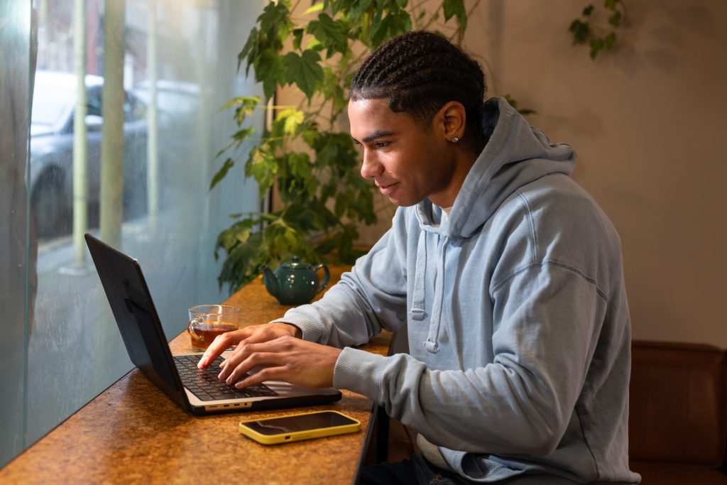 Man working on laptop