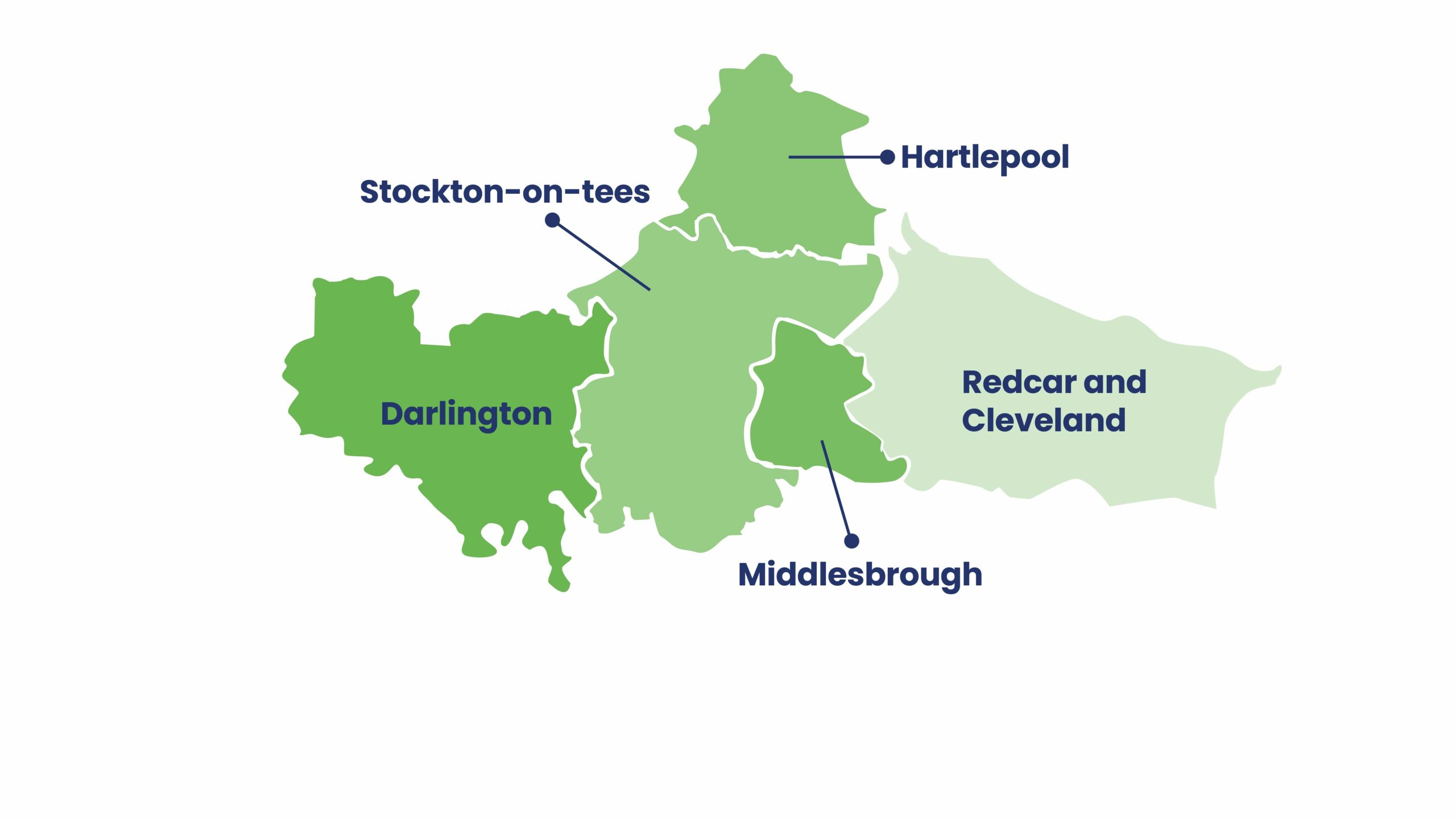 Map of the Tees Valley region