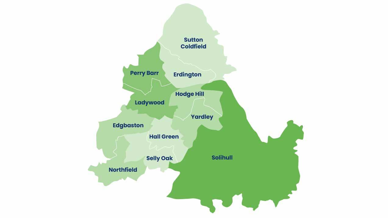 Birmingham and Solihull map